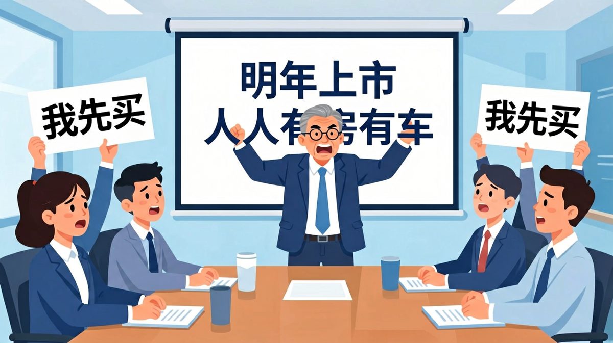老板画饼明年上市，员工当场举手要兑现。