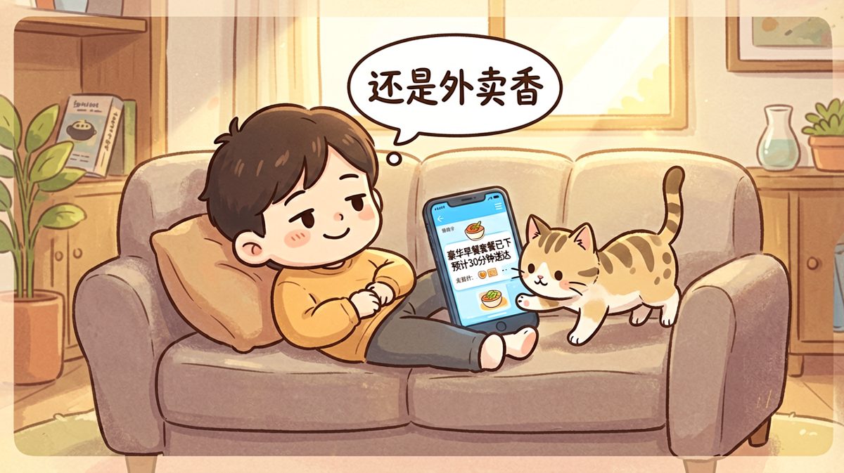 妥协了，果断点外卖，这才是成年人的智慧。
