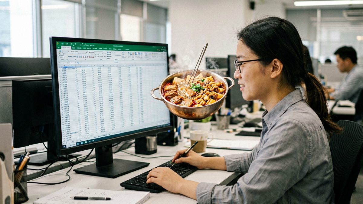 表面在工作，其实在想中午吃什么