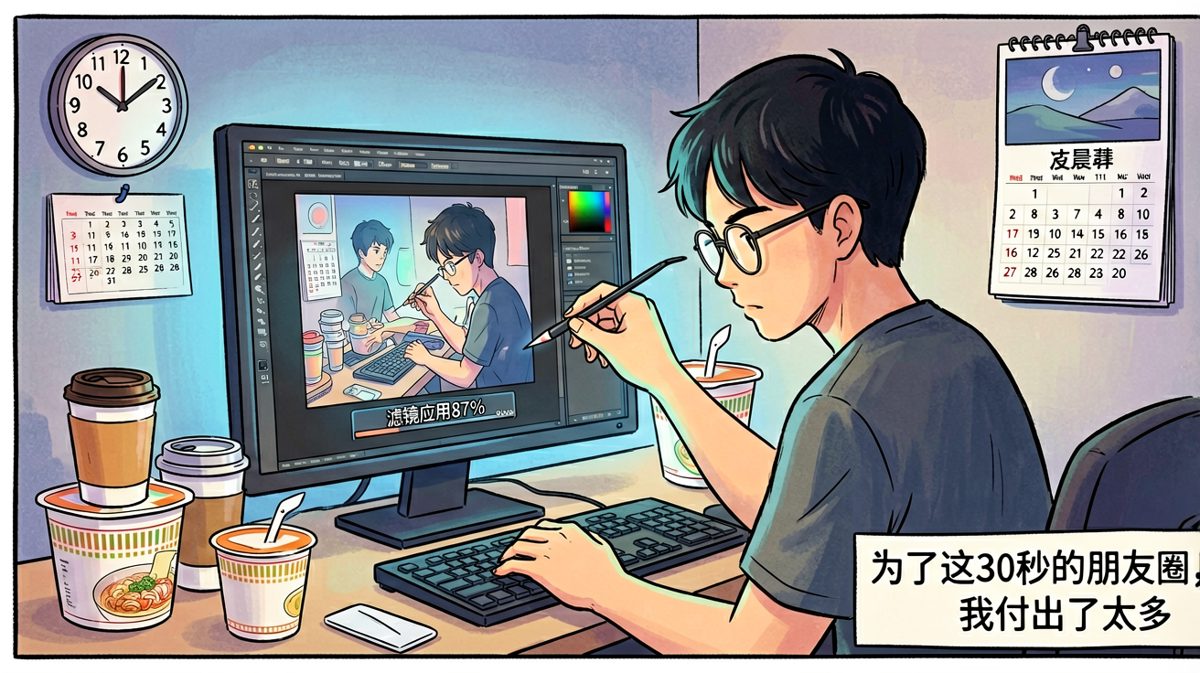 熬夜修图，牺牲巨大