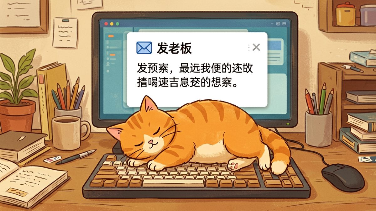 喵星人：这封邮件我帮你发了啊，记得给小鱼干
