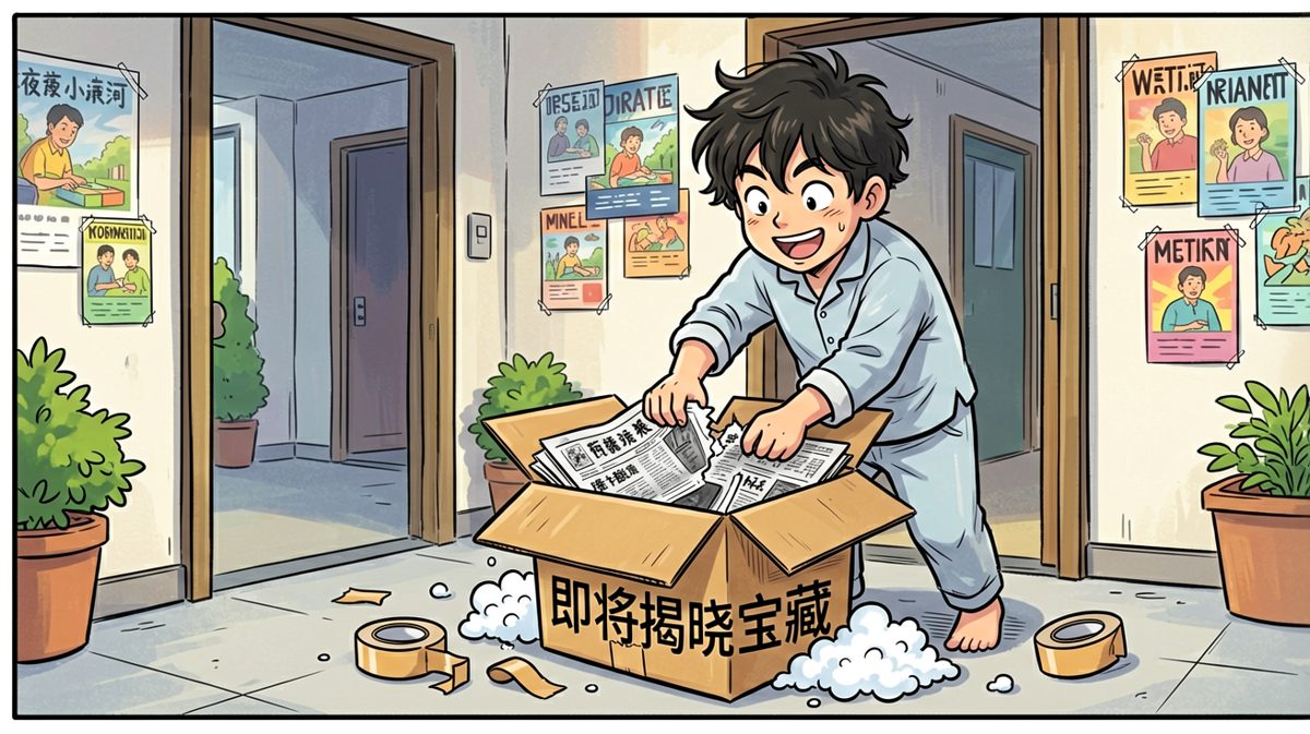 快递到了！阿强迫不及待拆包裹。