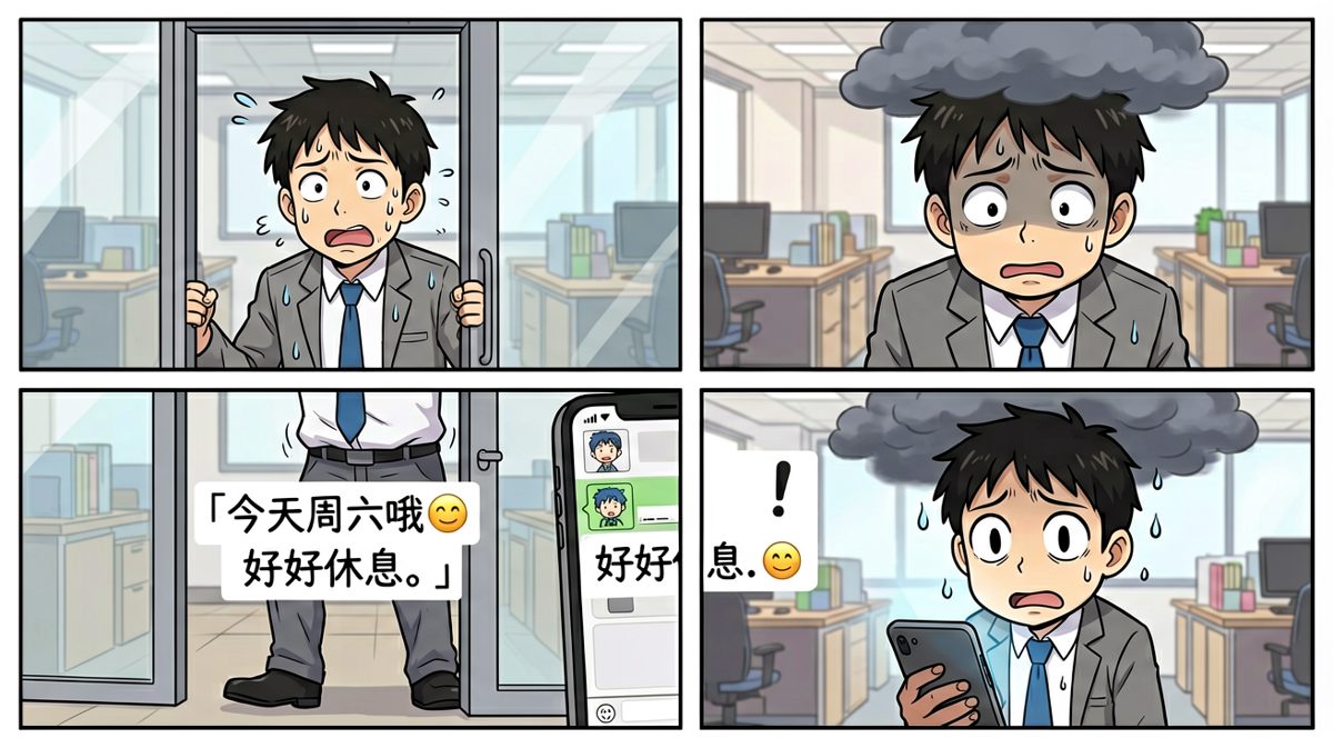 同事发来消息：今天周末啊……