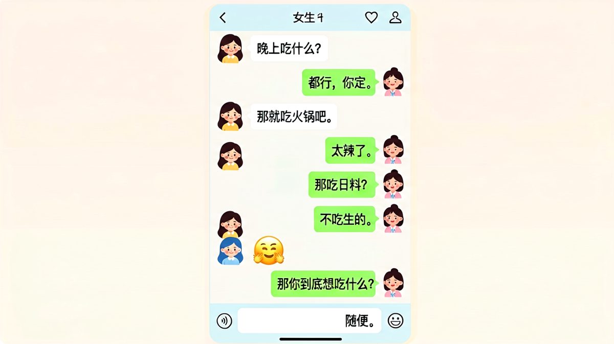 男生在'随便'这道送命题面前全军覆没，每一次选择都是错误的选择