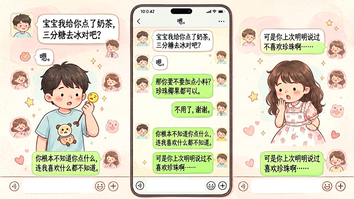 男生认真记住的喜好在女生眼里变成了'你根本就不了解我'的致命证据