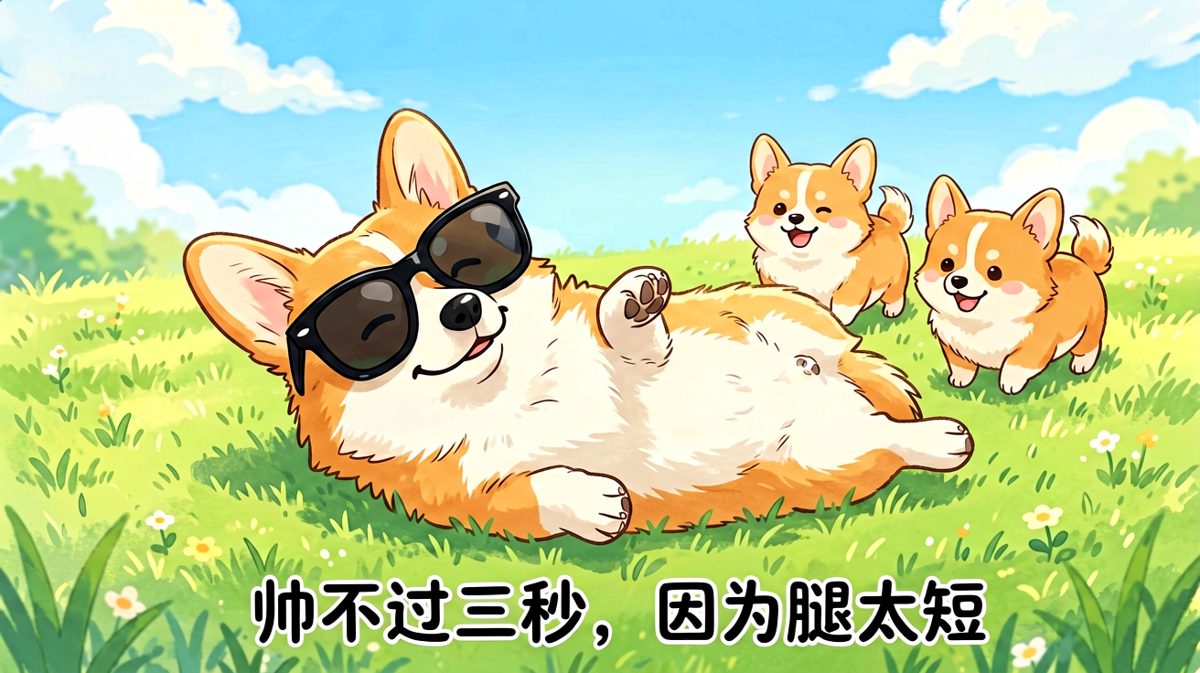 柯基的墨镜造型让它以为自己是大明星