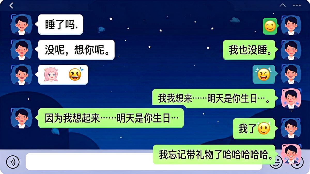 深夜告白变生日 reminder，礼物忘带的终极暴击。