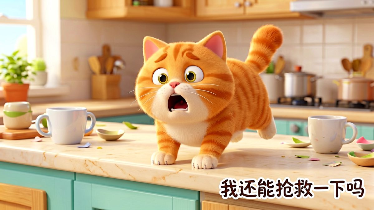 橘猫：说好的一跃而上呢？！
