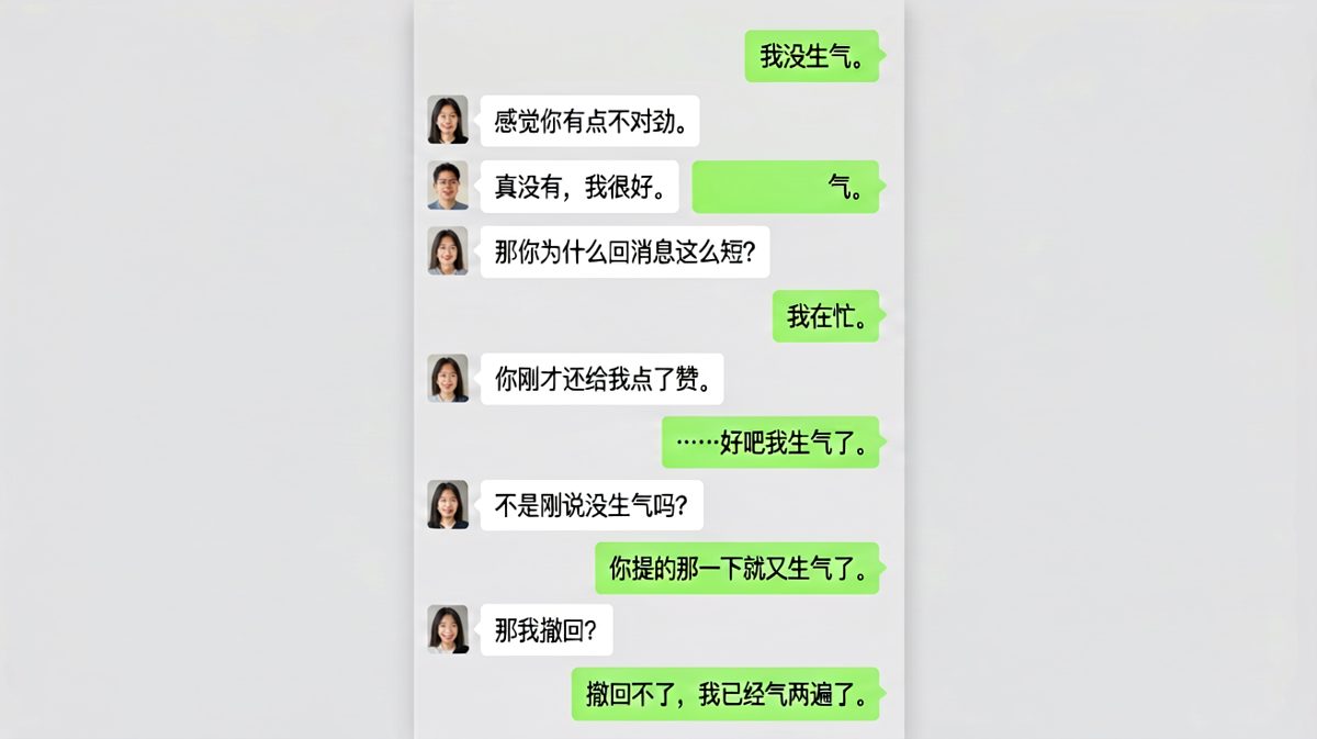 她说没生气的时候，通常是最大的雷区。