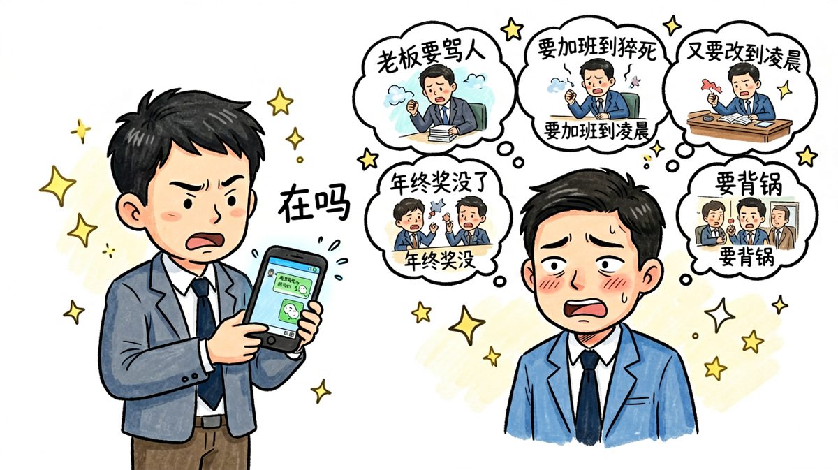 看到'在吗'两个字的瞬间，我已经脑补完了自己的一生。