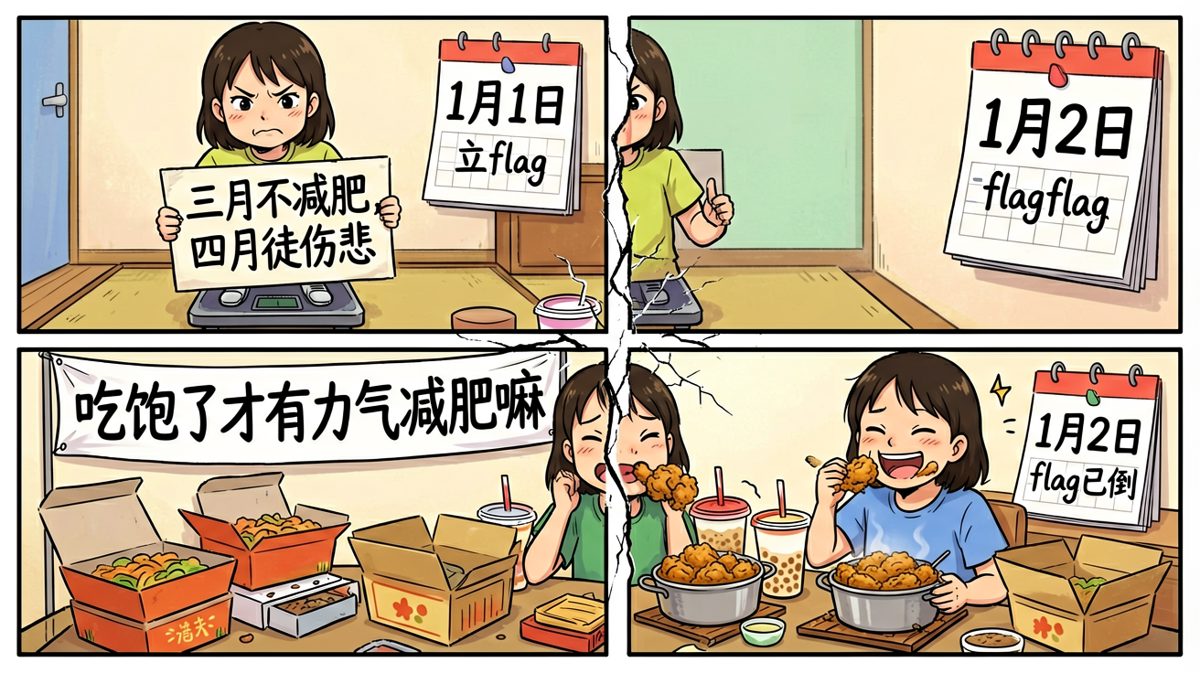减肥flag的日常：上午雄心壮志，下午已经倒下。