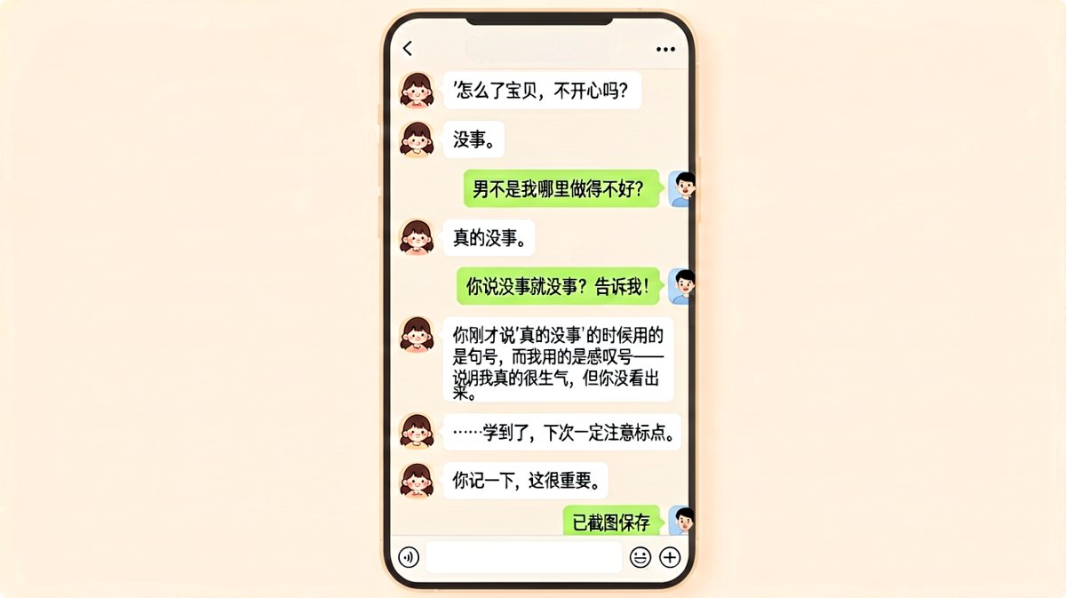 一个标点符号引发的'血案'，男生用截图保命。