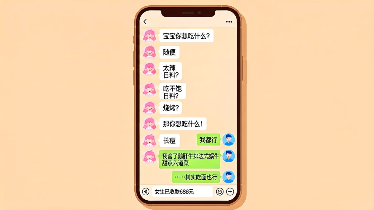 男生说随便的代价：一顿688的晚餐