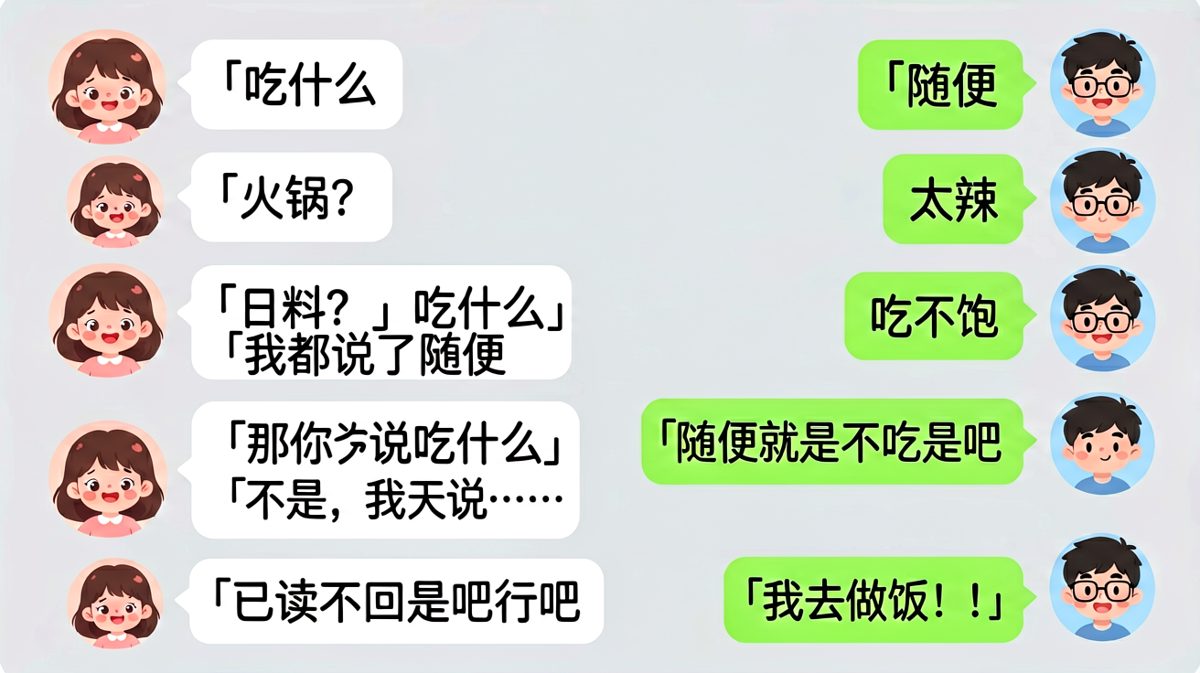「随便」这两个字，是情侣聊天的终极陷阱。