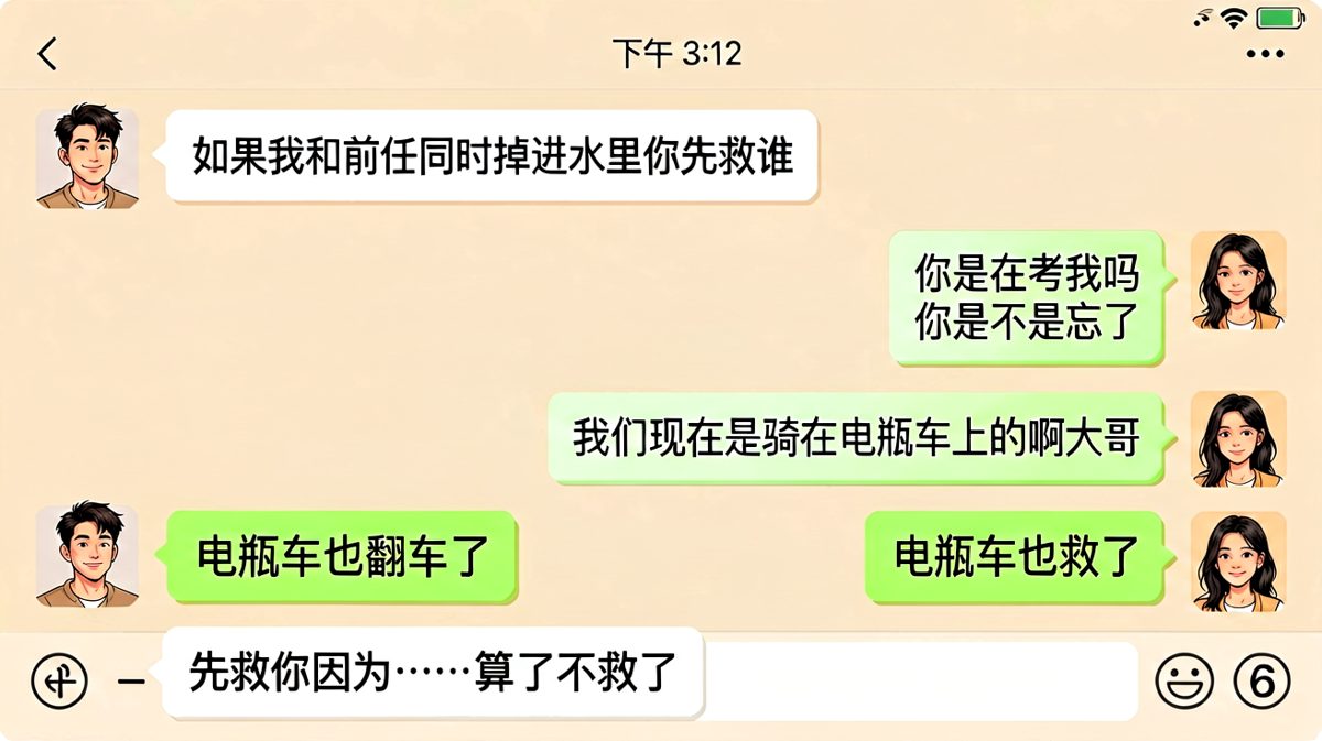 前任送命题撞上现实——电瓶车翻了谁救？