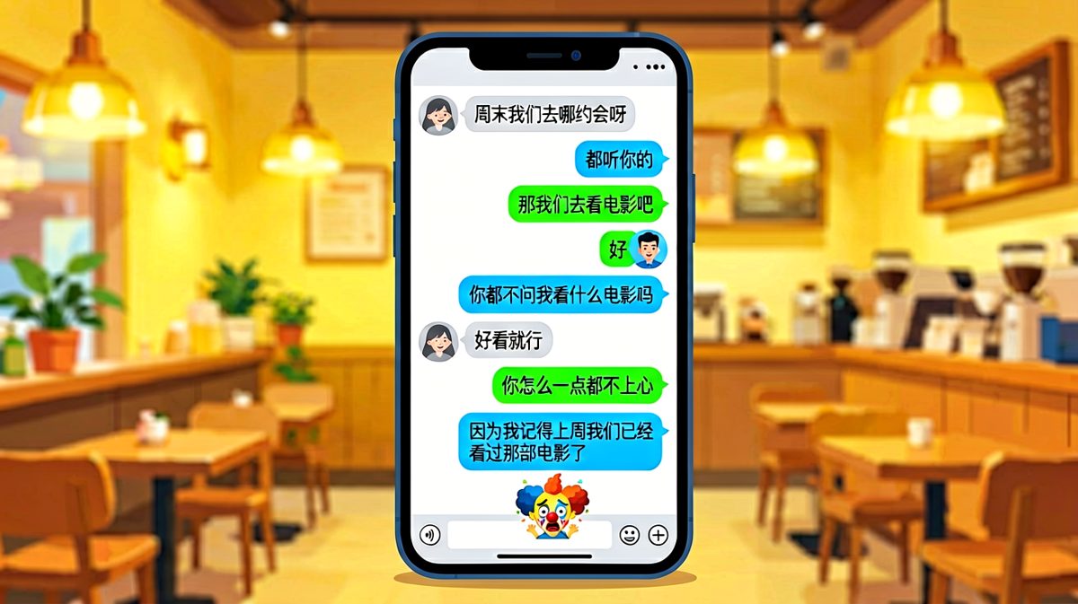 「看电影」——结果上周刚看过同一部，直男的记性比记忆还准