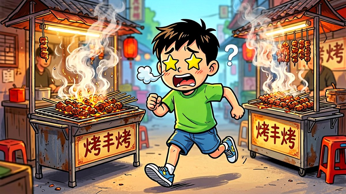 然而……烧烤的香气瞬间击碎了他的意志！
