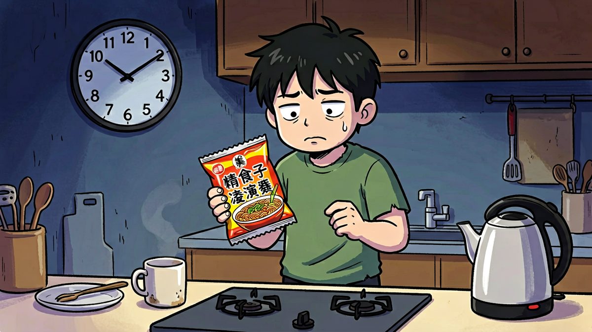 深夜饿意来袭，一碗泡面即将诞生