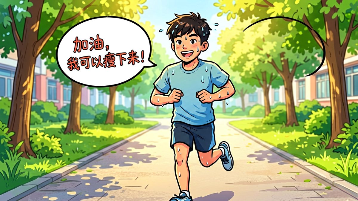 第二格：一大早出门跑步，斗志昂扬