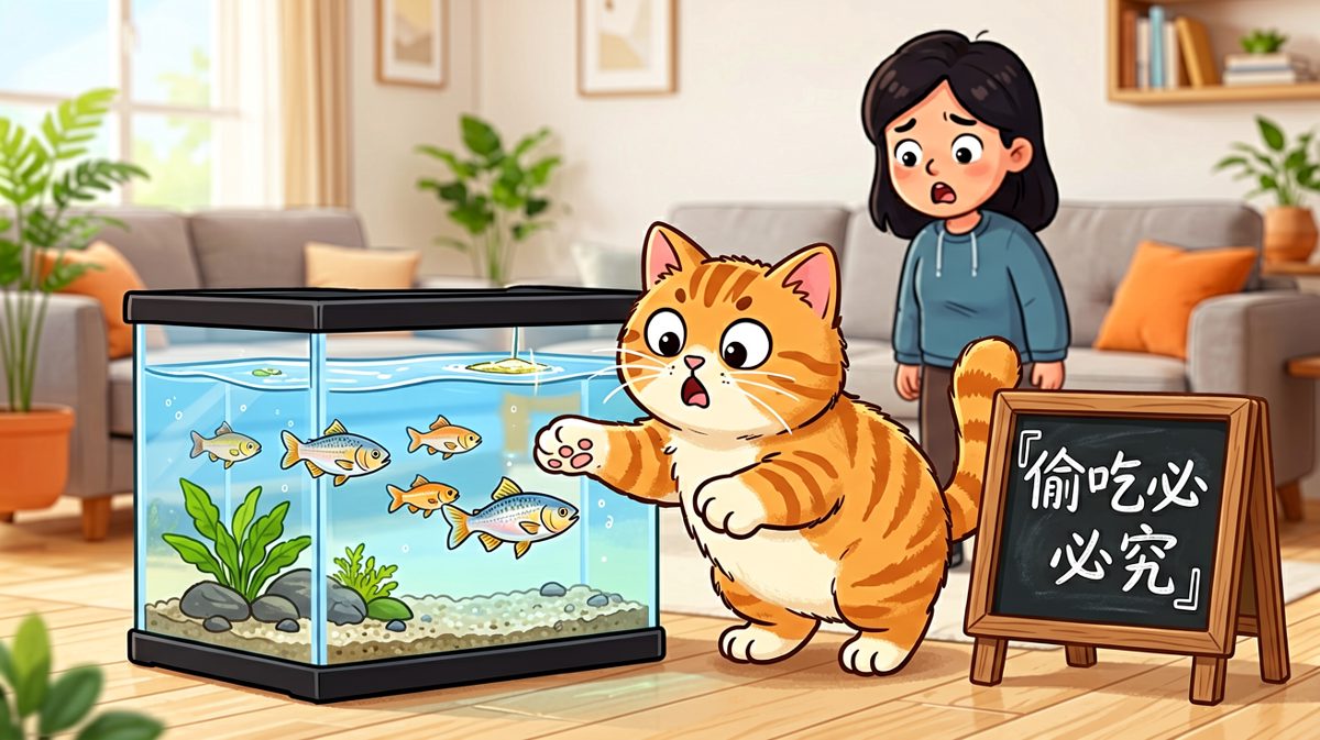 猫咪偷吃被抓包的惊恐表情