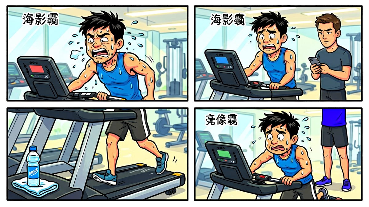 健身房折磨开始了，主角生无可恋。