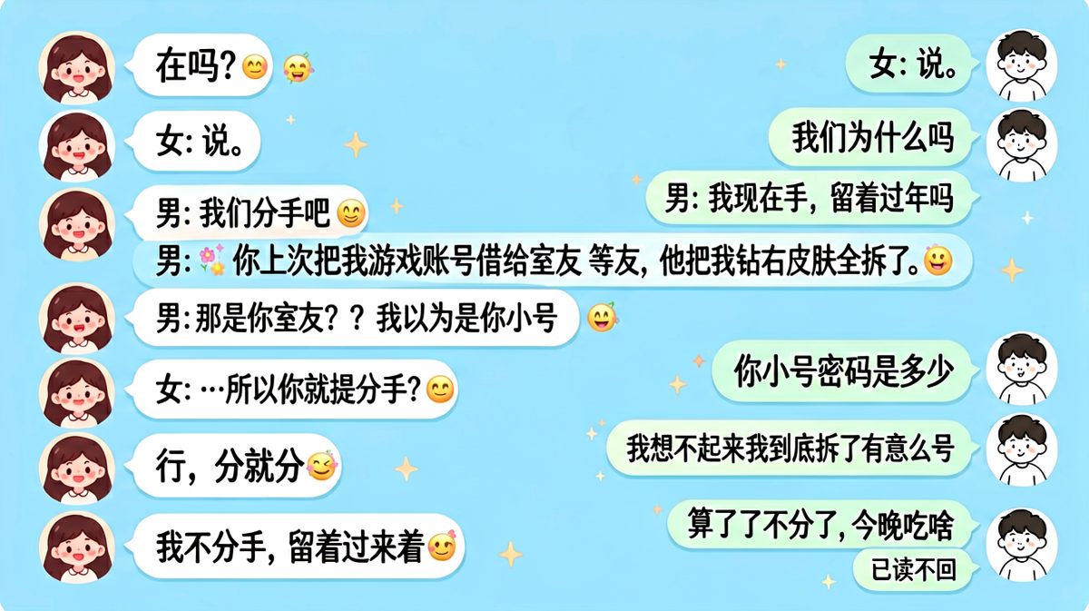 男生用分手威胁，女生三句话让局面彻底失控。