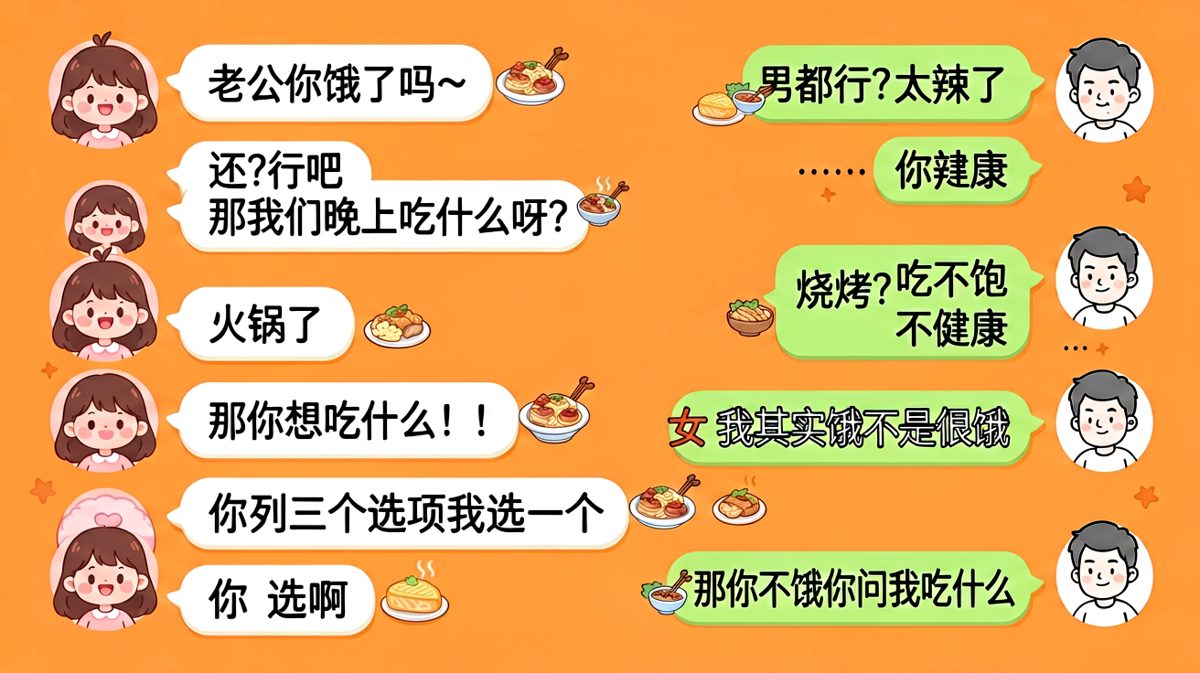 「随便」是男生聊天中最危险的两个字。
