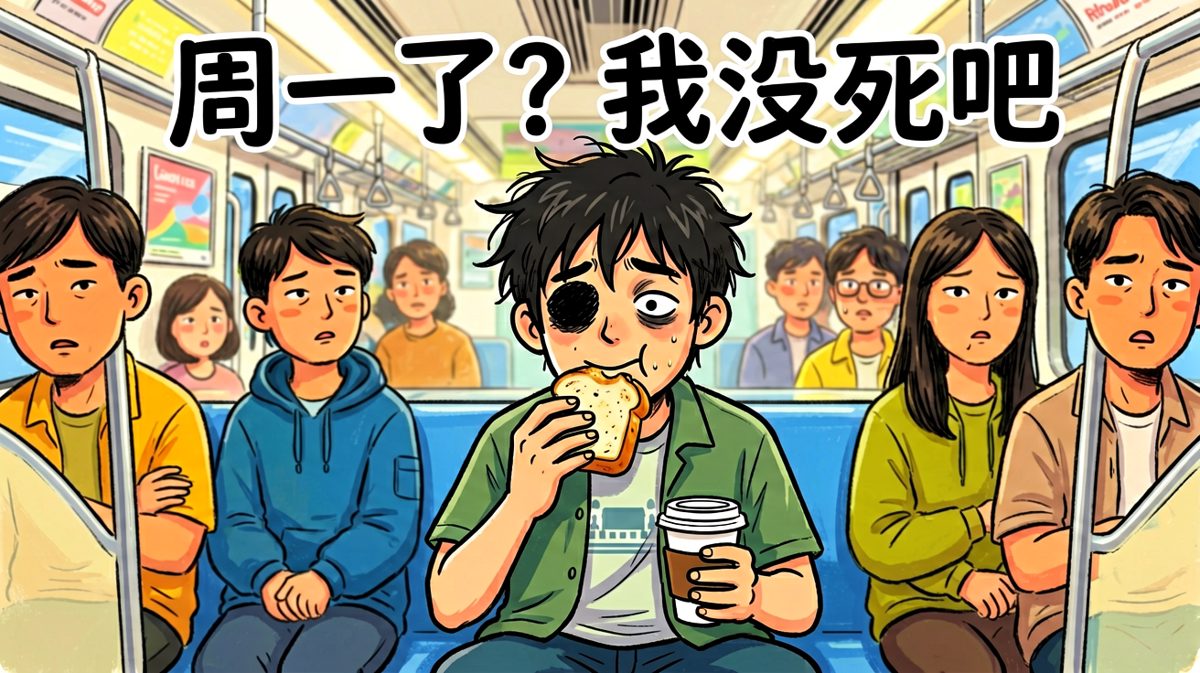 周一早起版'行尸走肉'，灵魂还在床上没跟上身体。