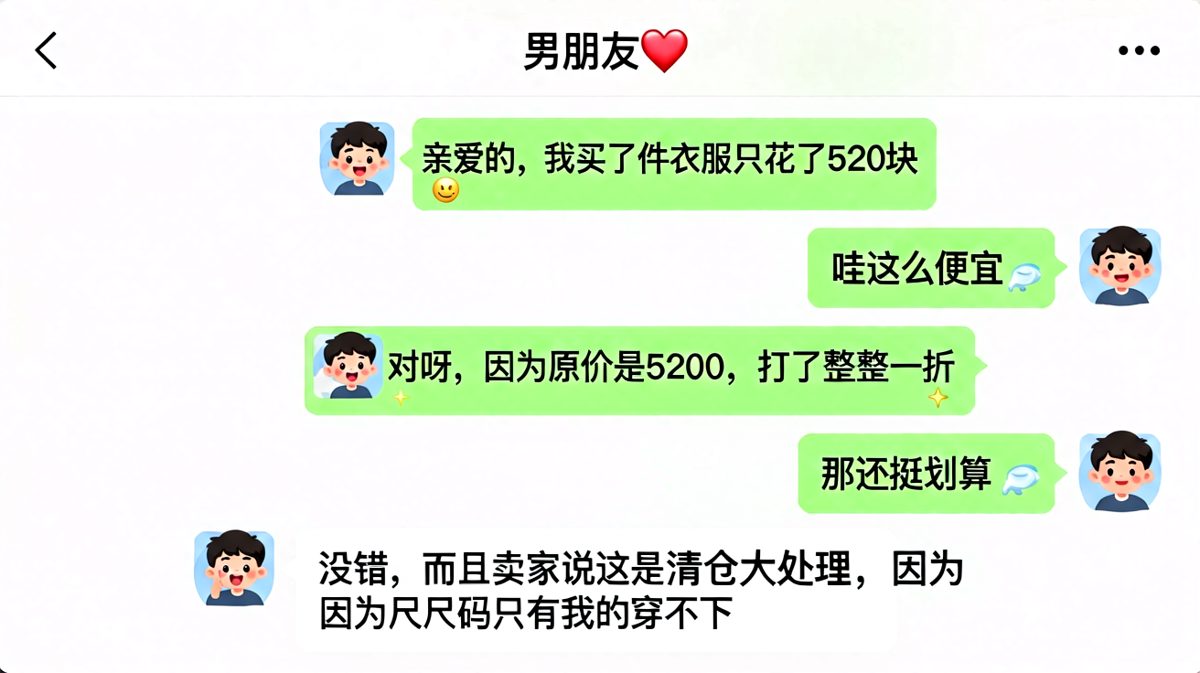 女生用'一折'梗反向秀恩爱，预算和智商双杀。