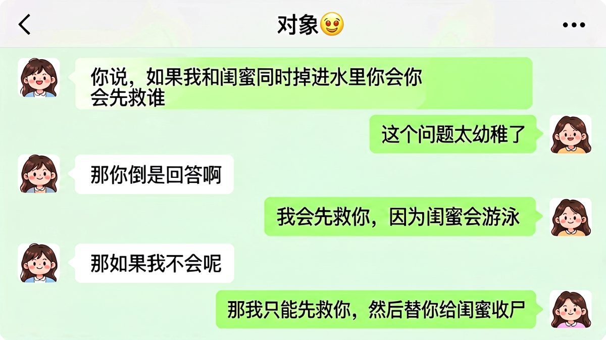 送命题被男生用一句话彻底终结。