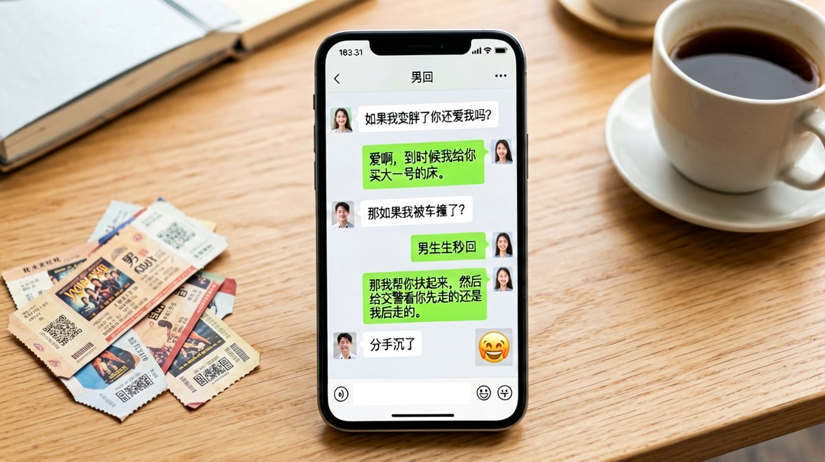 女生问胖了还爱不爱，男生回答买大床，最后一句直接把自己送走。