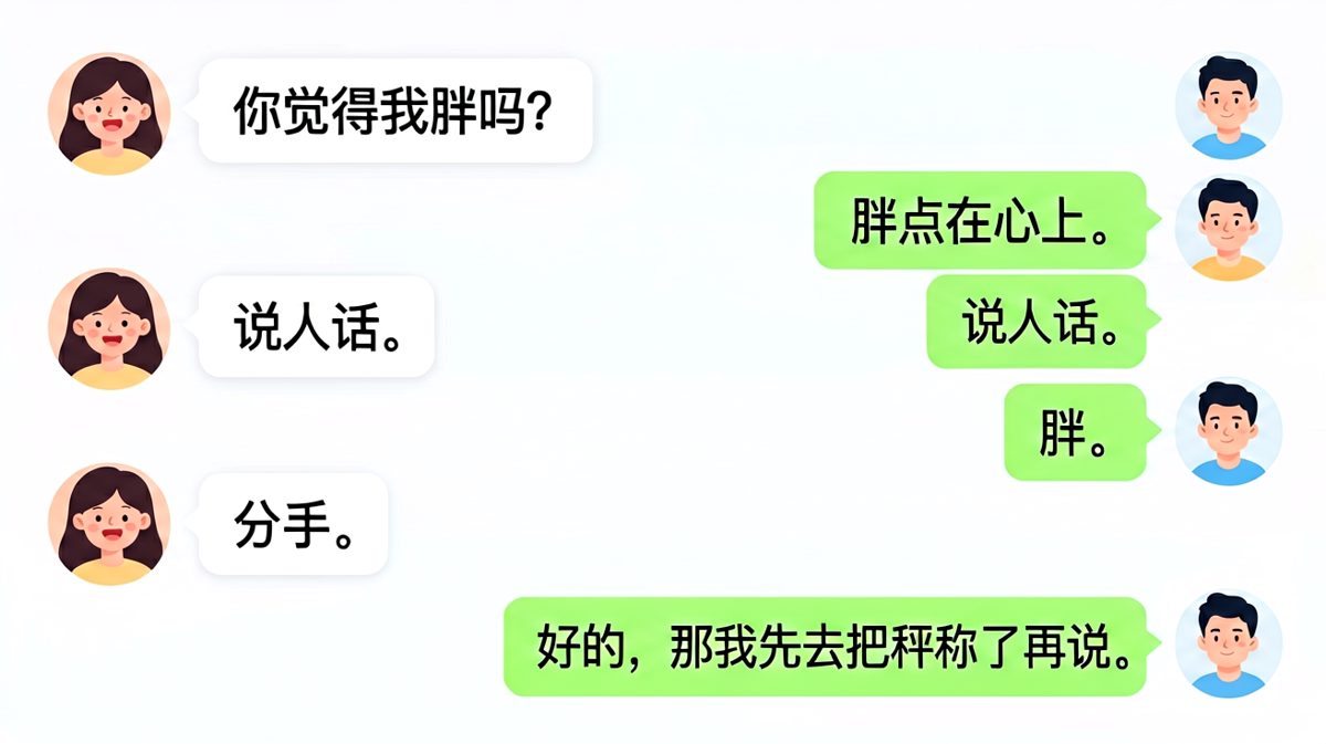 称重危机——男生回答'胖'后又试图挽回，堪称求生欲翻车现场。