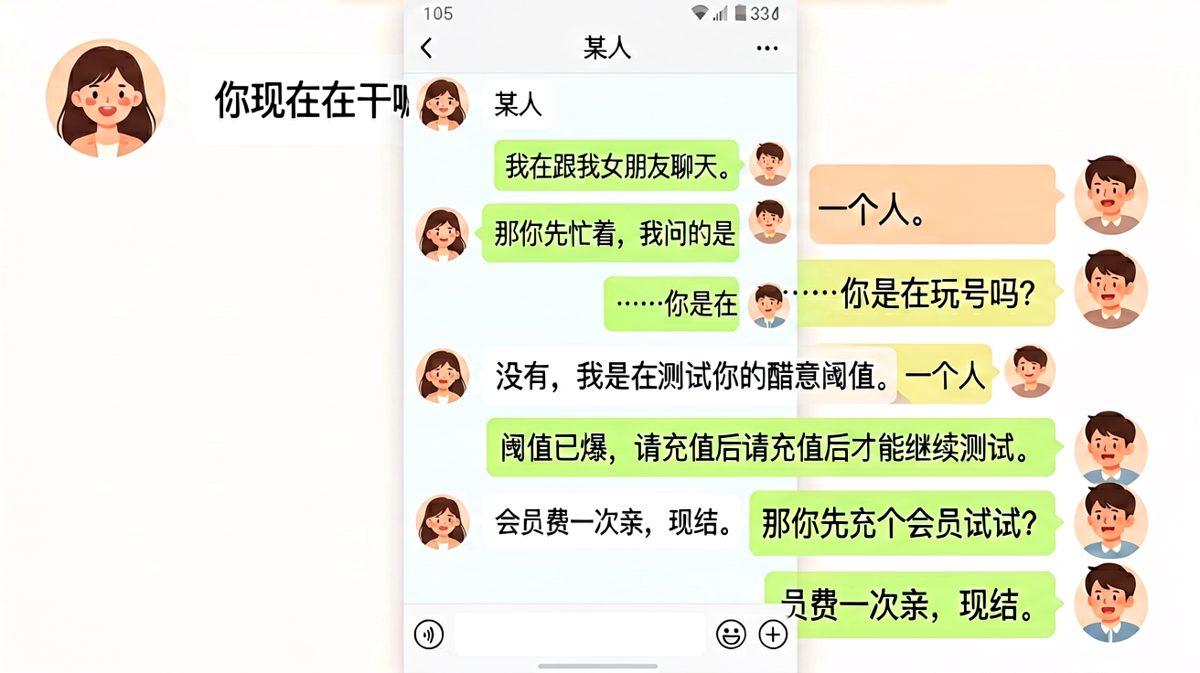 醋意阈值测试——男生的终极反击是收费机制。