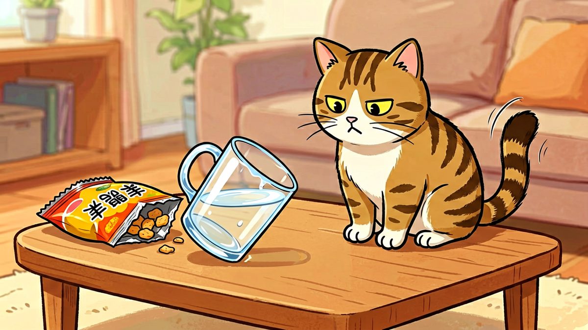 狸花猫：我什么都没干，是杯子自己想跳下去的