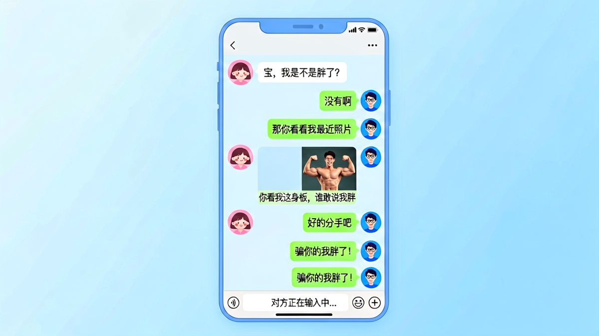 女生问胖不胖，男生用健身照证明对方胖了，结局令人窒息