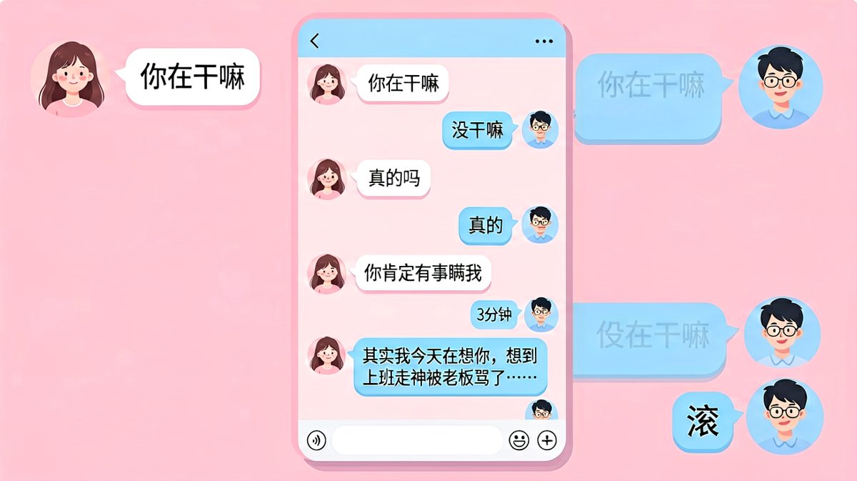'其实我在想你'——结果一个字被打回原形