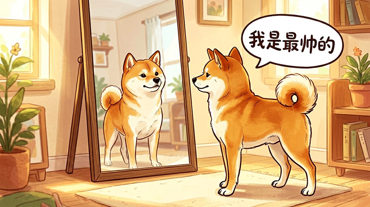 狗狗：镜子里这只帅哥到底是谁，太迷人了吧！