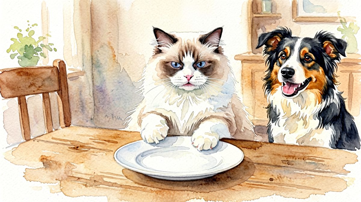 两分钟了，我的饭呢？是打算让我饿死继承我的猫砂吗？