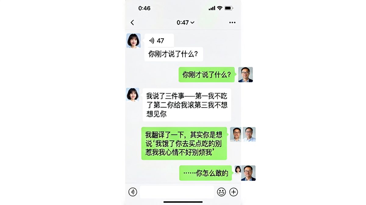 女生发了长语音发脾气，男生不仅听了还精准翻译，情商与智商同时在线