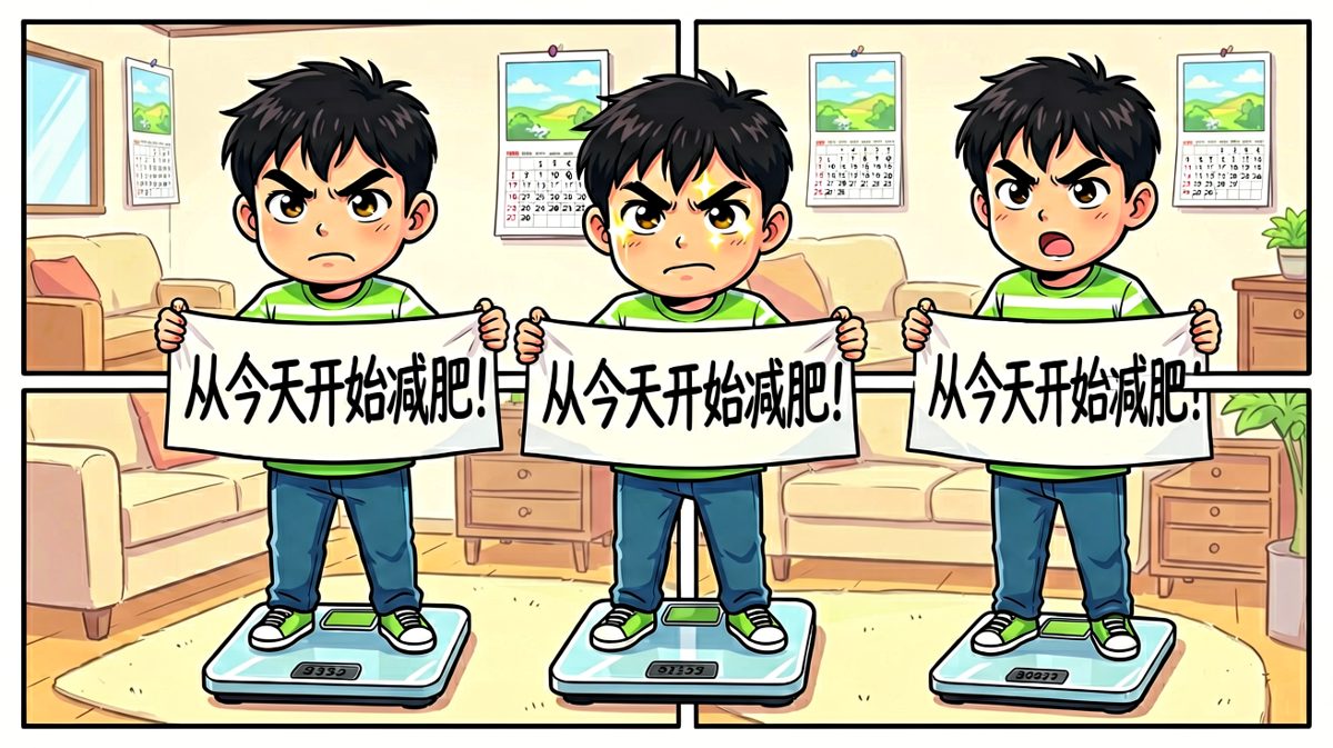坚定的决心：小明宣布减肥计划正式开始