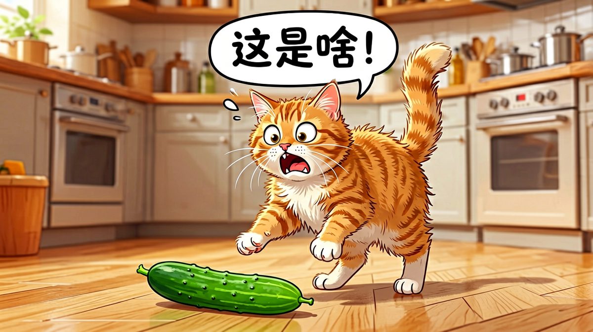猫咪看到黄瓜当场表演原地起飞