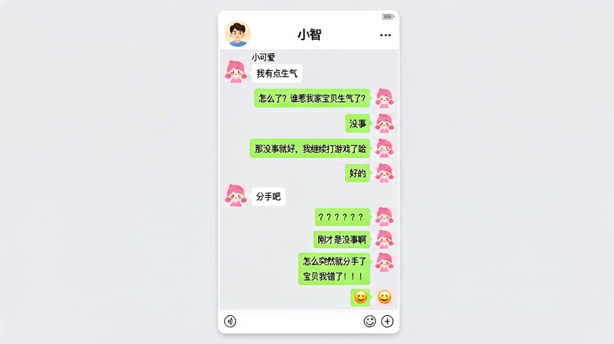 男生信了'没事'，下一秒收到了分手通知。