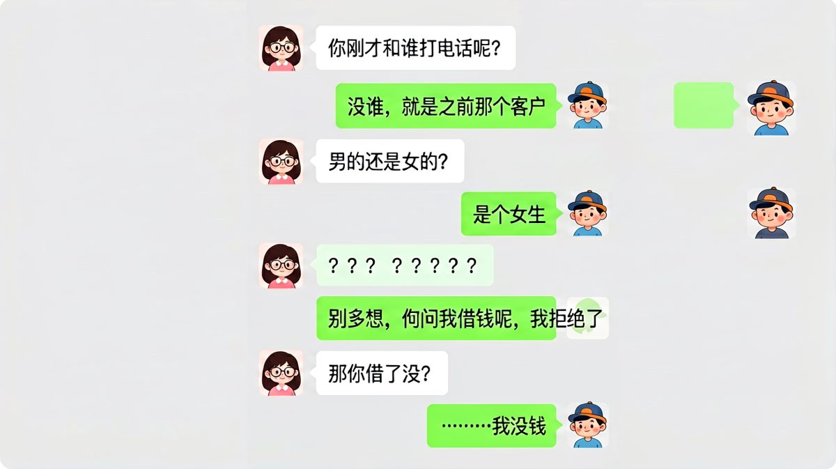 查岗变成查余额，男生的回答从拒绝借钱到没钱，反转让人哭笑不得。