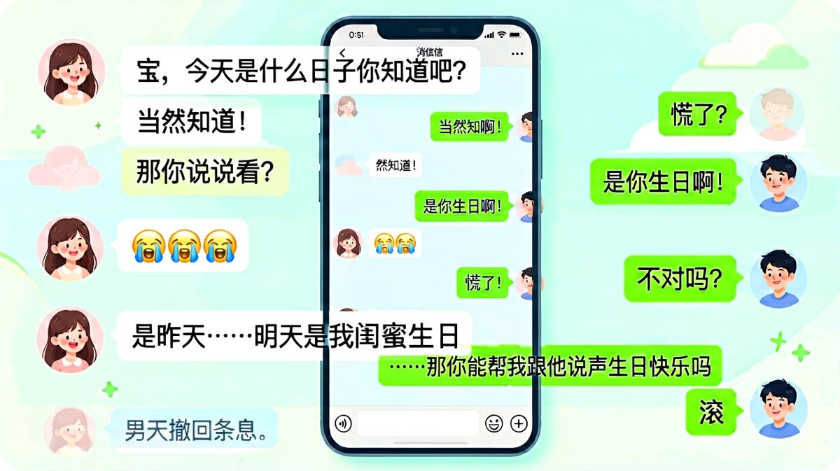 纪念日精准避雷，男朋友把女友生日记成闺蜜的。