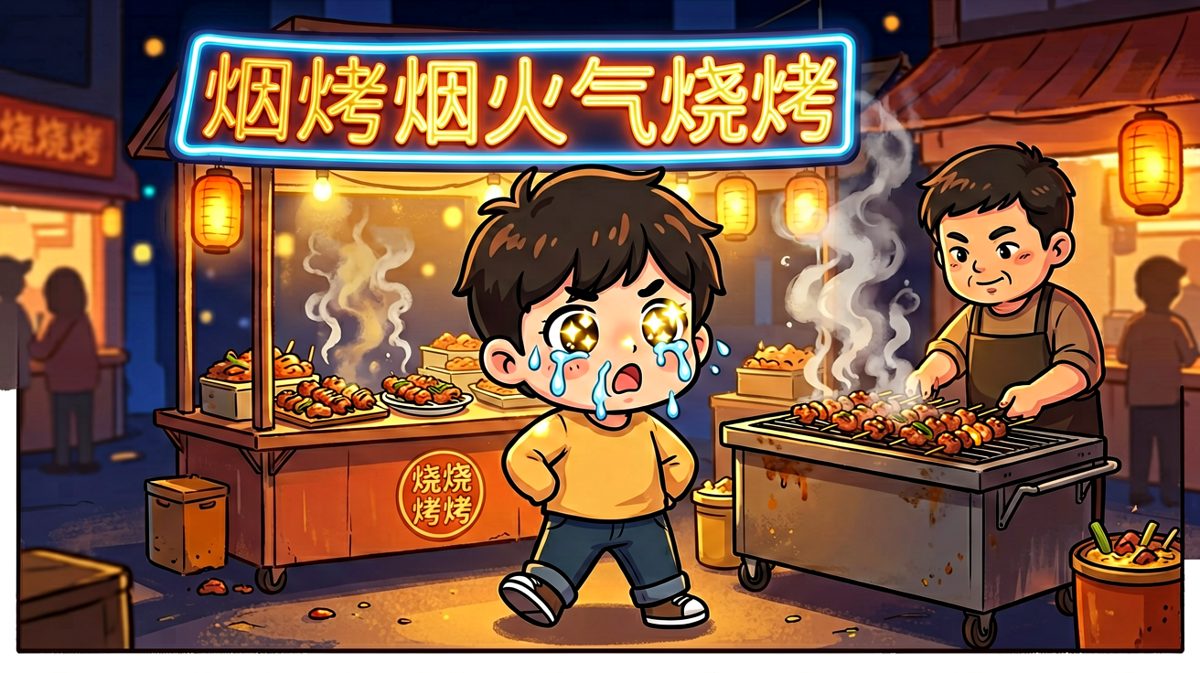 烤串的香味飘来，肚子不争气地叫了