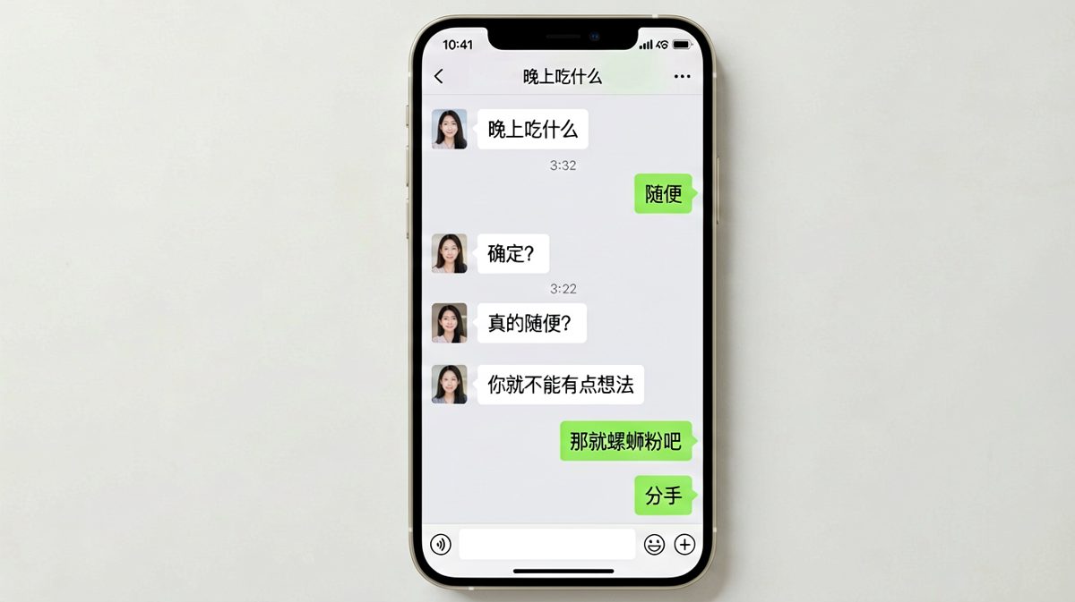 男生一个'随便'换来'分手'，女生的耐心终于耗尽了。