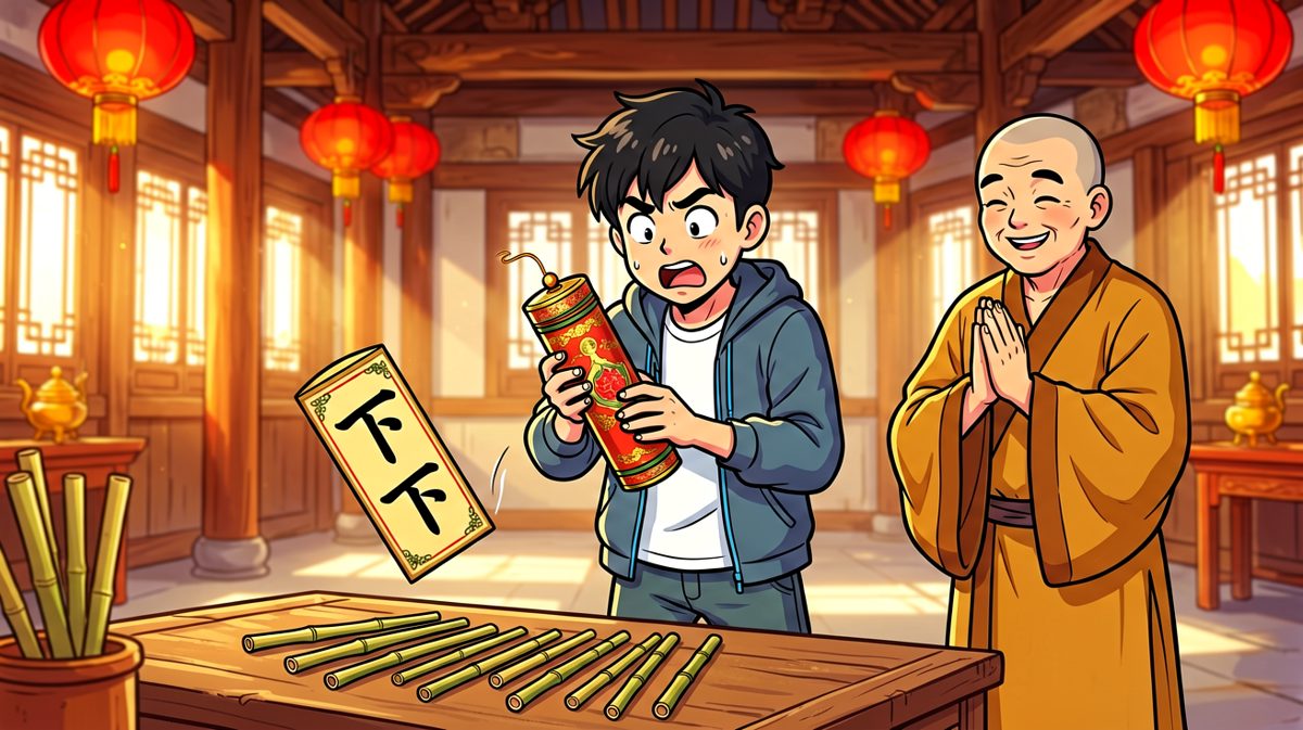 虔诚摇签，结果抽到了下下签