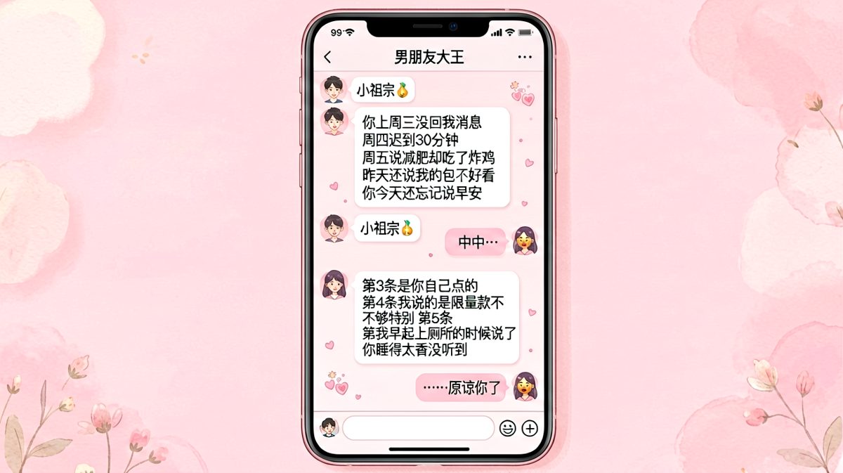 翻旧账反被自证清白，男朋友求生欲拉满