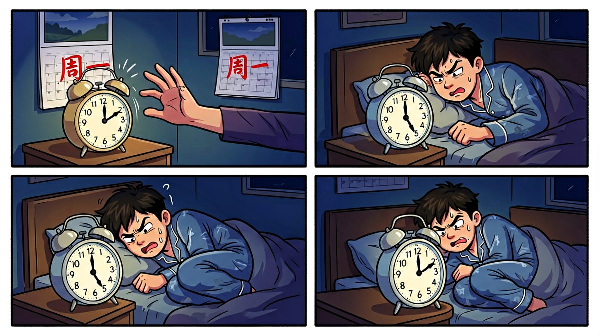 闹钟响了，但周一实在太早了。