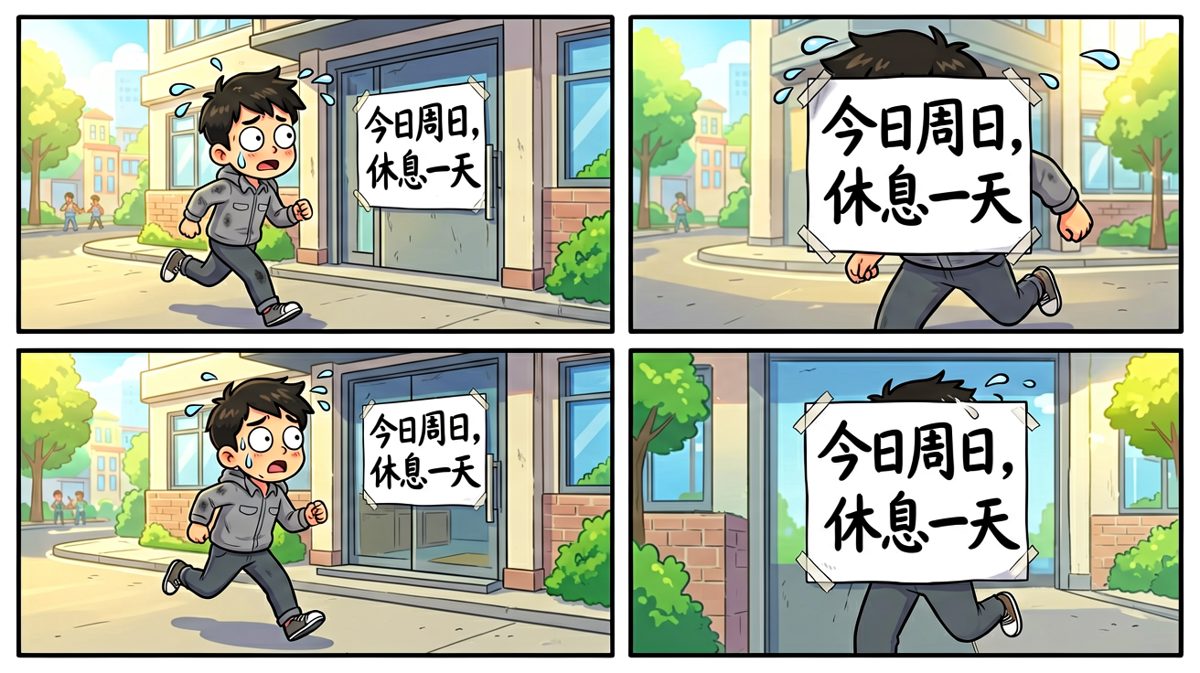 到公司才发现……今天原来是周日！